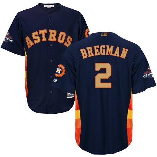 Astros #2 Alex Bregman Navy Blue 2018 Gold Program Cool Base Stitched Youth MLB Jersey